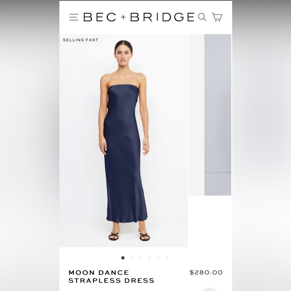 BEC+BRIDGE MOON DANCE STRAPLESS DRESS, INK, SIZE: US 8/AUS 12